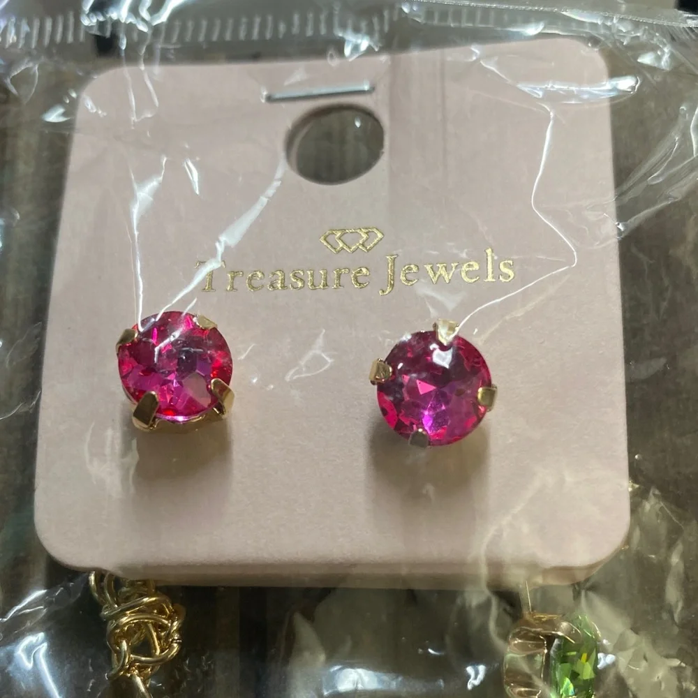 Treasure Jewels Multicolor Crystal Necklace and Earrings Set NWT - Picture 6 of 13